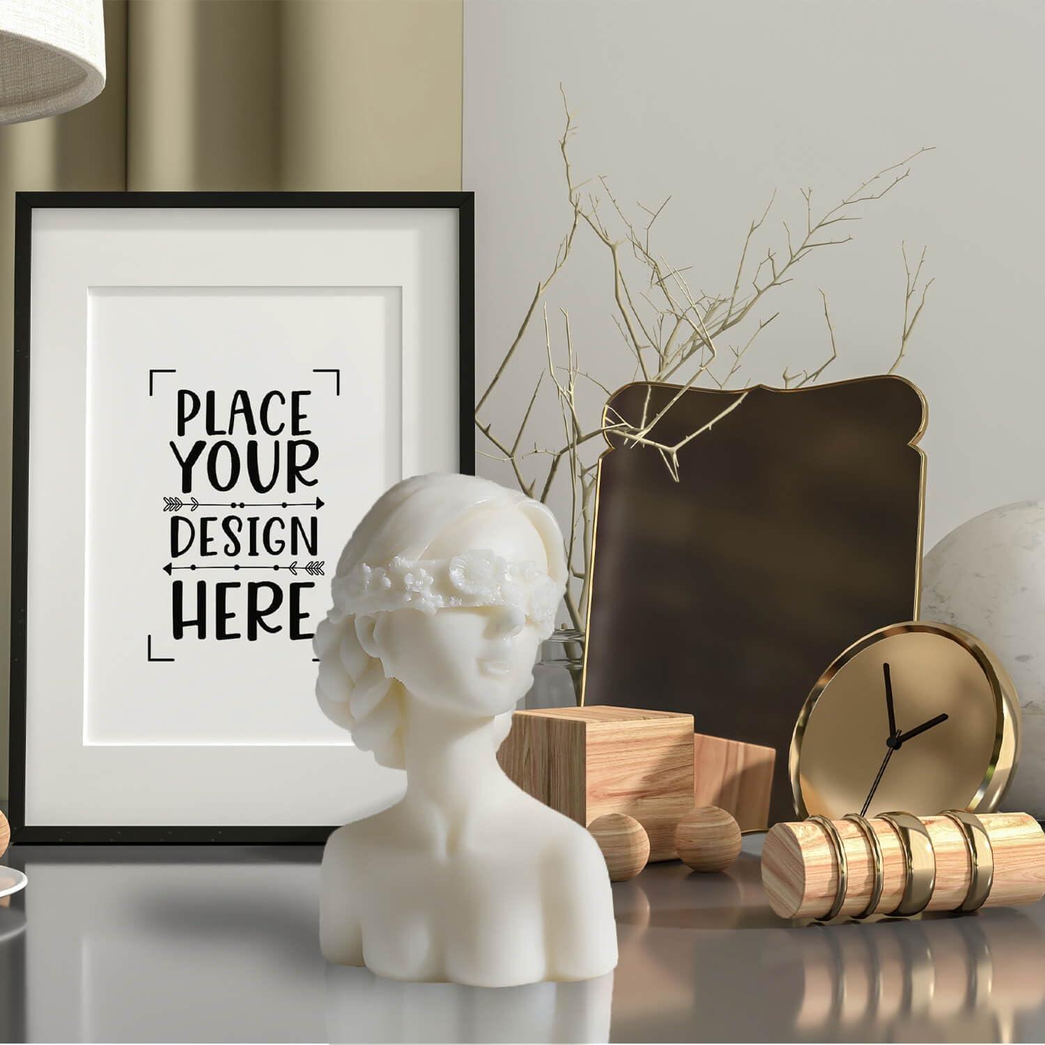 Bust Statue Decorative Scented Candle, Soy Wax Vegan Candle, Handmade Aesthetic Candle for Home Decor Bedroom Bathroom Wedding - Hibrides