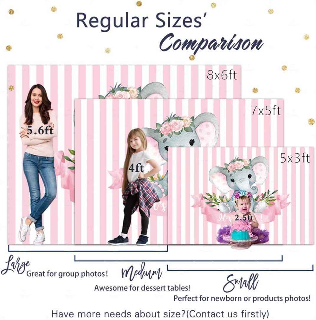 7x5ft It's a Girl Elephant Backdrop for Baby Shower Princess Newborn Birthday Decoration - Hibrides