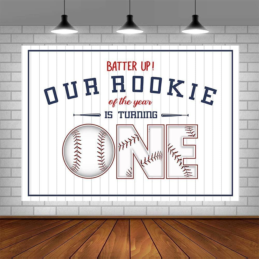 Baseball 1st Birthday Background for Party Photography Decorations White Stripe Photo Backdrop Booth - Hibrides