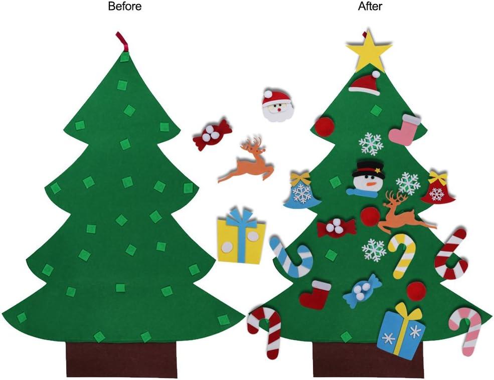 DIY Felt Christmas Tree Set with Ornaments for Kids, Xmas Gifts, New Year Door Wall Hanging Decorations - Hibrides