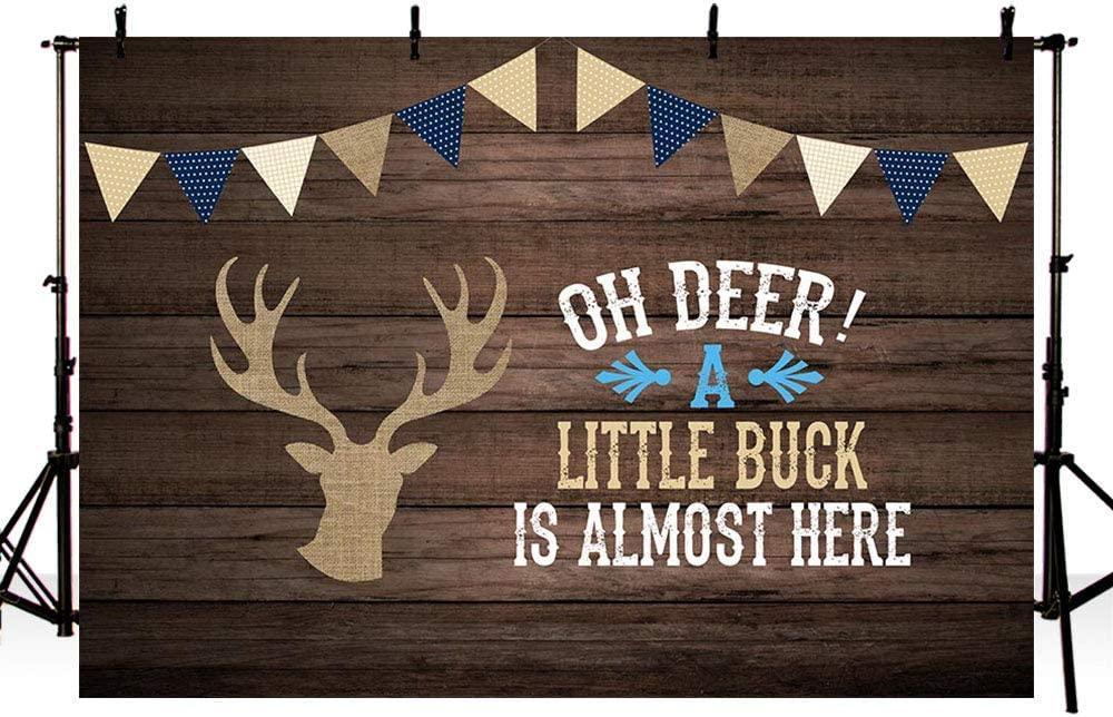 Oh Deer Boy Baby Shower Gray Rustic Wood Backdrops Birthday Party Decoration - Hibrides