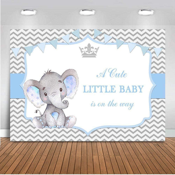 Boy Elephant Baby Shower Backdrop Little Baby Elephant Baby Shower Photography Background - Hibrides