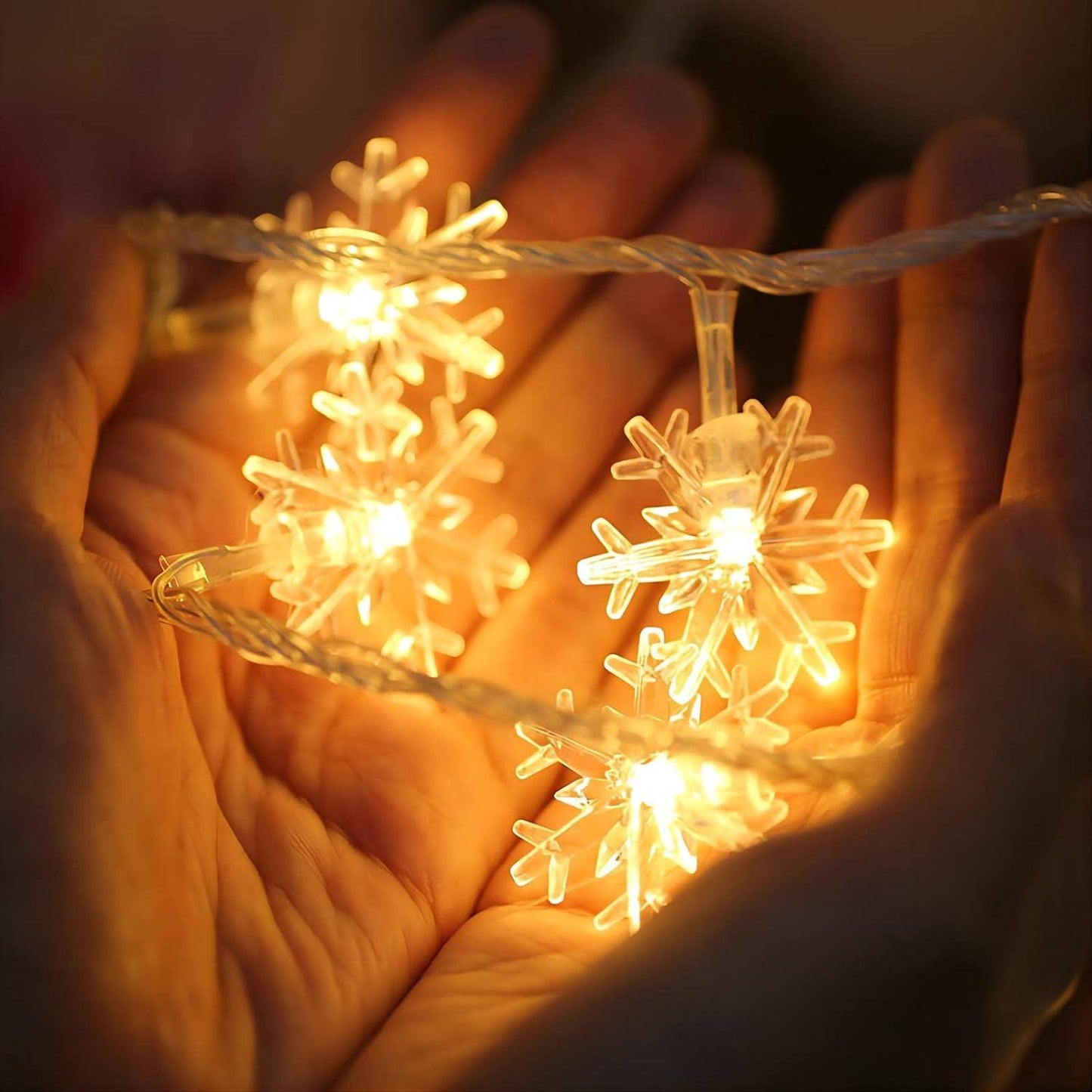 20ft 40 LED Snowflake String Lights Battery Operated Fairy Lights for Bedroom Room Party Home Xmas Decor - Hibrides