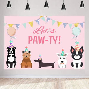 7x5ft Puppy Dog Happy Birthday Themed Backdrops Pet Pink Girl Photography Backdrop - Hibrides