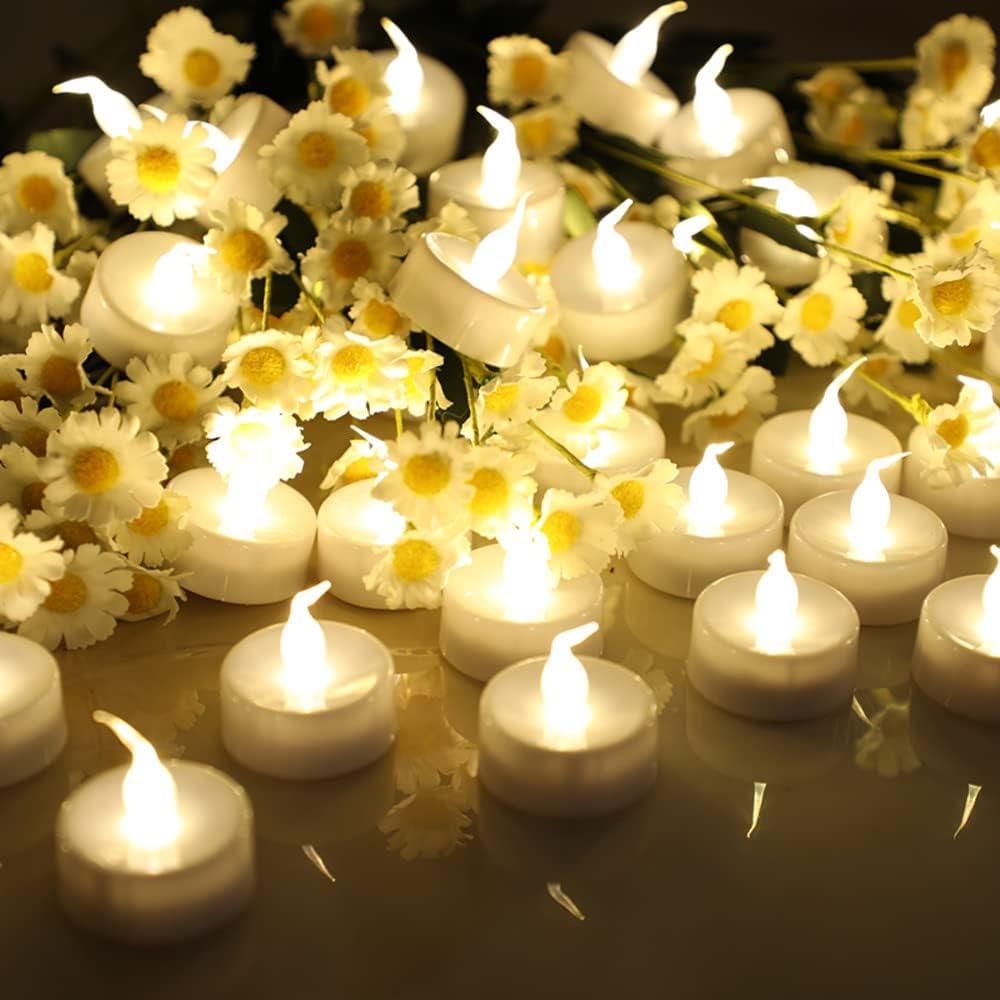 12PCS Warm White LED Tea Light,Flickering Flameless Candle with Remote Control,Long Lasting Battery Operated LED Tealights Candle with Timer,for Seasonal &Festival Celebration - Hibrides