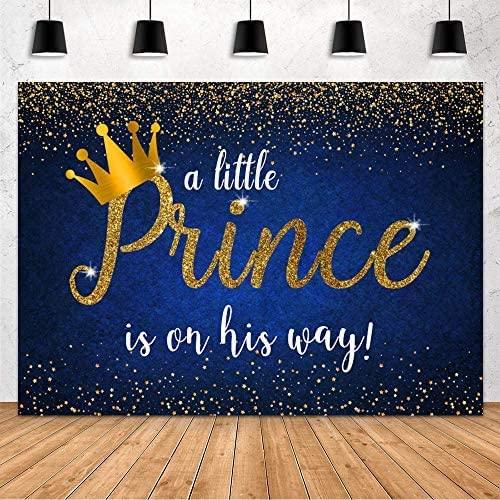 Prince Baby Shower Decoration Backdrop Royal Blue Gold Crown for Boy Baby Shower Party Photography Background - Hibrides