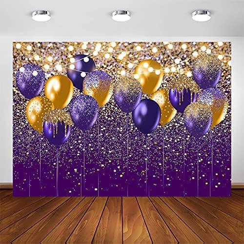 Purple and Silver Glitter Backdrop for Birthday Wedding Prom Graduation Photography Background - Hibrides