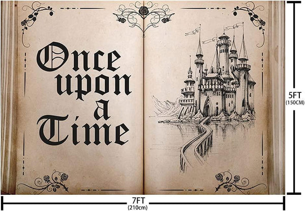 Fairy Tale Books Backdrop Old Opening Book Once Upon a Time Ancient Castle Princess Romantic Story Photo Background - Hibrides