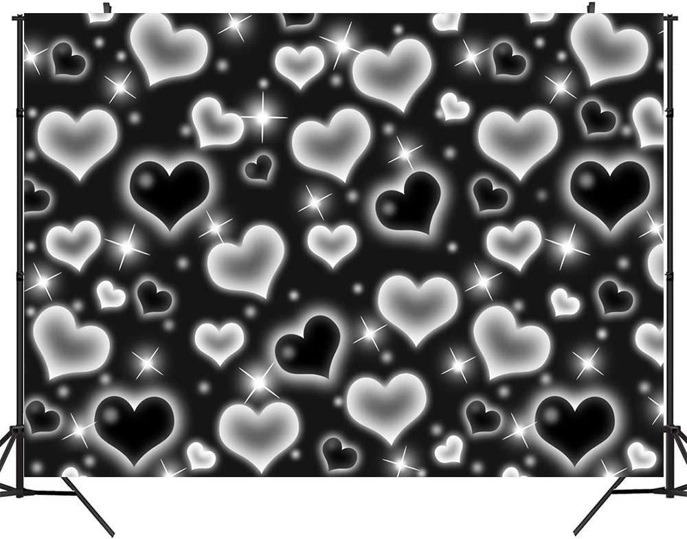 Black Heart Photo Backdrop Early 2000s Party Decorations Old School Backdrops Valentine's Day Glitter Heart - Hibrides