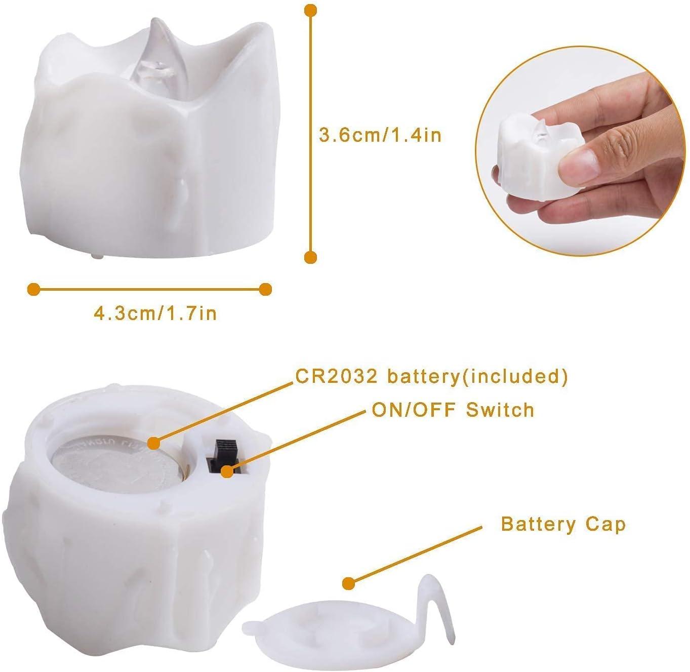 12pcs Timer Tea Lights, Flameless Flickering Battery Operated, Auto-On 6 Hours and Off 18 Hours Everyday, Batteries Included - Hibrides