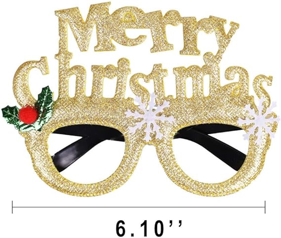 12Pcs Christmas Glasses Glitter Holiday Party Glasses Frames Christmas Decoration Accessories Costume Eyeglasses for Christmas Parties Holiday Favors - Hibrides