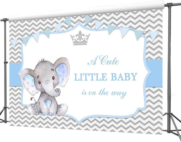 Boy Elephant Baby Shower Backdrop Little Baby Elephant Baby Shower Photography Background - Hibrides