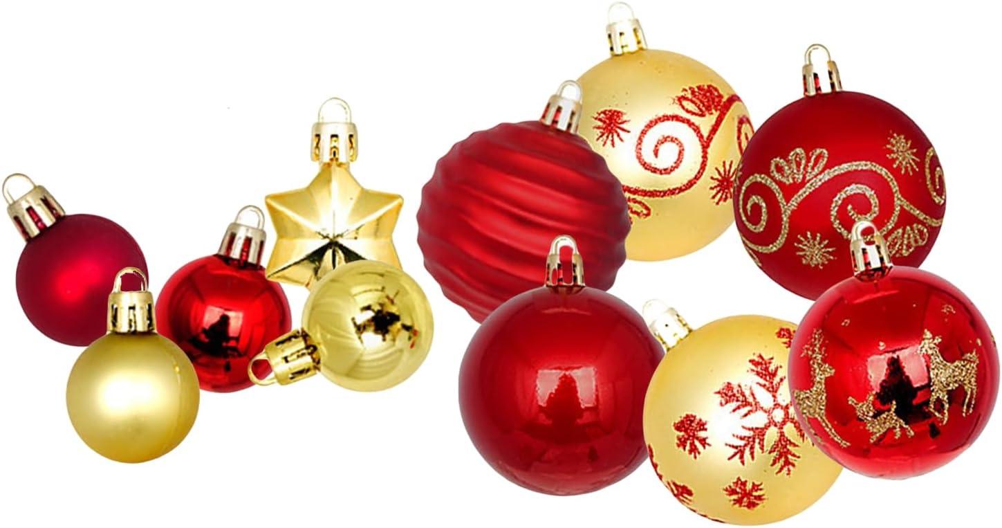 44Pcs Rose and Gold Christmas Tree Ornaments Christmas Balls Ornaments Set, Shatterproof Plastic Xmas Balls Set Festival Home Party Decors - Hibrides