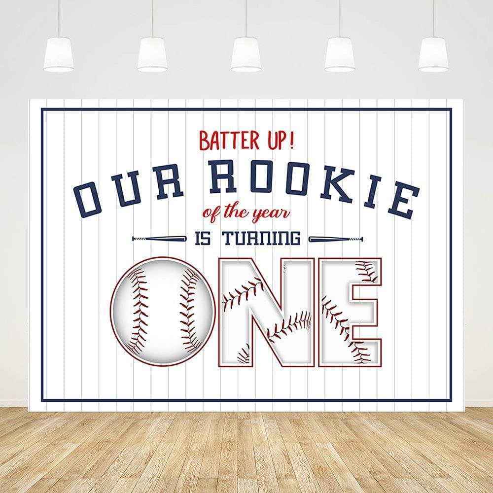 Baseball 1st Birthday Background for Party Photography Decorations White Stripe Photo Backdrop Booth - Hibrides