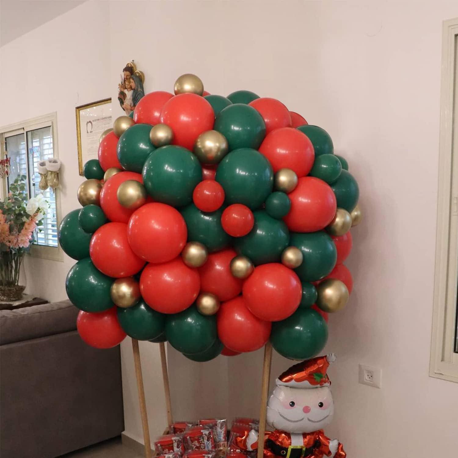 153pcs Christmas Balloon Garland Arch Kit Doubled Stuffed Red Green Gold Balloons Party Decorations for Xmas Snow Kids Birthday - Hibrides