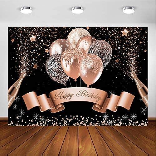 Glitter Balloon Birthday Backdrop for Girls Women Happy Birthday Party Banner - Hibrides
