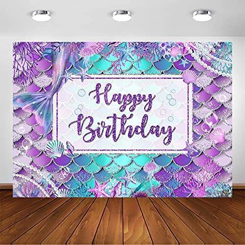 Mermaid Birthday Backdrop for Girl Under The Sea Party Photography Background - Hibrides
