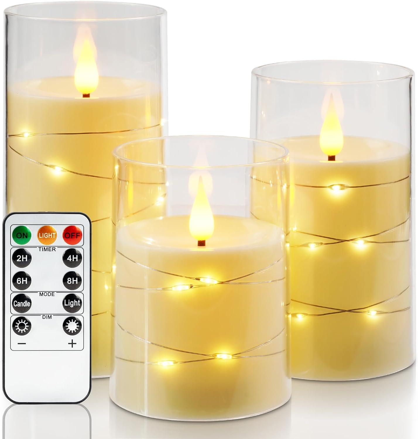 Set of 3 Christmas Candle with Ring Wreath Berries Candle Holder Supplies Candles with Artificial Berries Wreath for Christmas