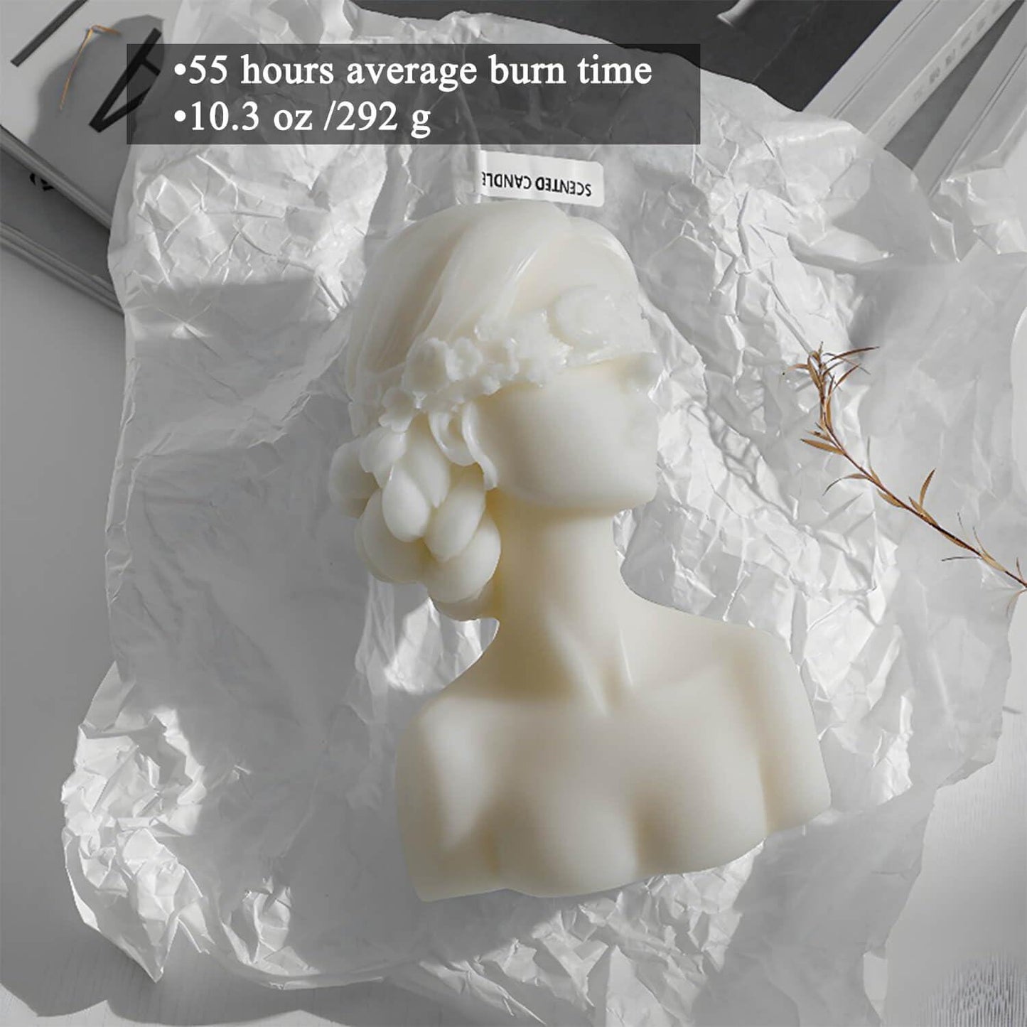 Bust Statue Decorative Scented Candle, Soy Wax Vegan Candle, Handmade Aesthetic Candle for Home Decor Bedroom Bathroom Wedding - Hibrides