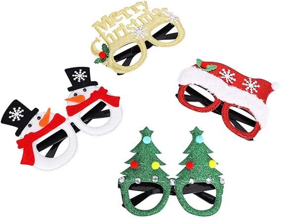 12Pcs Christmas Glasses Glitter Holiday Party Glasses Frames Christmas Decoration Accessories Costume Eyeglasses for Christmas Parties Holiday Favors - Hibrides
