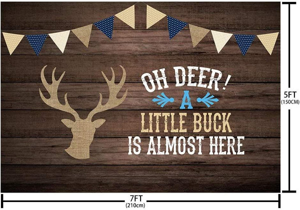 Oh Deer Boy Baby Shower Gray Rustic Wood Backdrops Birthday Party Decoration - Hibrides