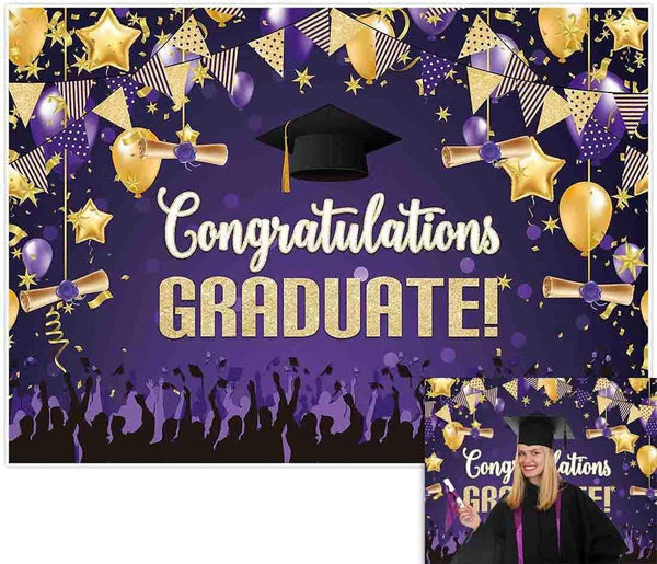 82" x 59" Graduation Backdrop for Photography Congrats Grad Class of 2022 Prom Party Supplies Decorations - Hibrides