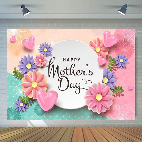 Mother's Day Pink Flowers Love Backdrop Happy Mothers Day Party Photography Backdrop - Hibrides