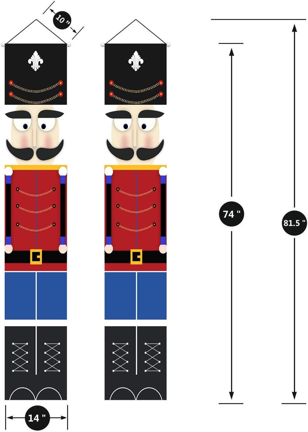 Nutcracker Christmas Decorations - Outdoor Xmas Decor - Life Size Soldier Model Nutcracker Banners for Front Door Porch - Hibrides