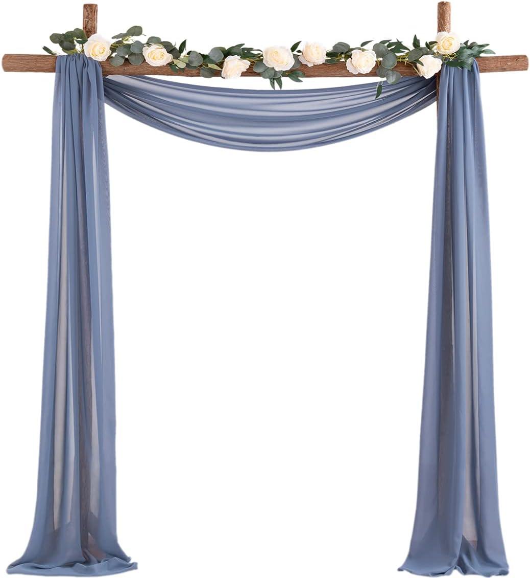 Wedding Arch Draping Fabric, 1 Panel White Drapes Sheer Backdrop Curtain for Wedding Ceremony Party Ceiling Decor - Hibrides