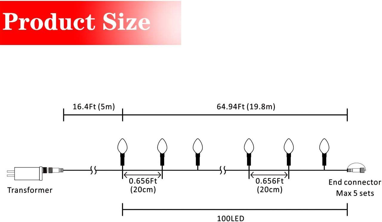 100 LED 81ft Christmas String Lights Plug in Fairy Twinkle String Lights 8 Modes Waterproof Extendable for Wedding Party Christmas - Hibrides