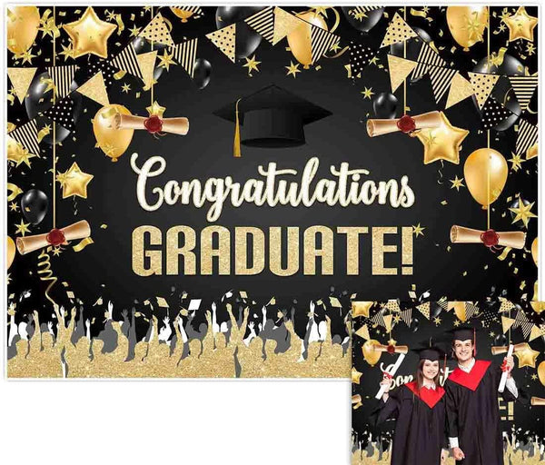 82" x 59" Graduation Backdrop for Photography Congrats Grad Class of 2022 Prom Party Supplies Decorations - Hibrides