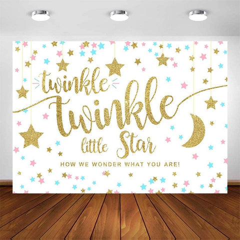 Twinkle Twinkle Little Star Gender Reveal Backdrop Pink Blue Gold Star Party Decorations - Hibrides