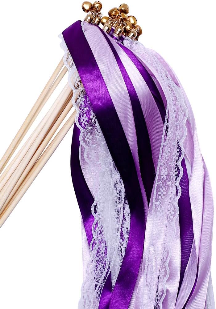 Handmade Lace Ribbon Stick Wands Christmas Birthday Party Streamers Wands Fairy Stick for Wedding