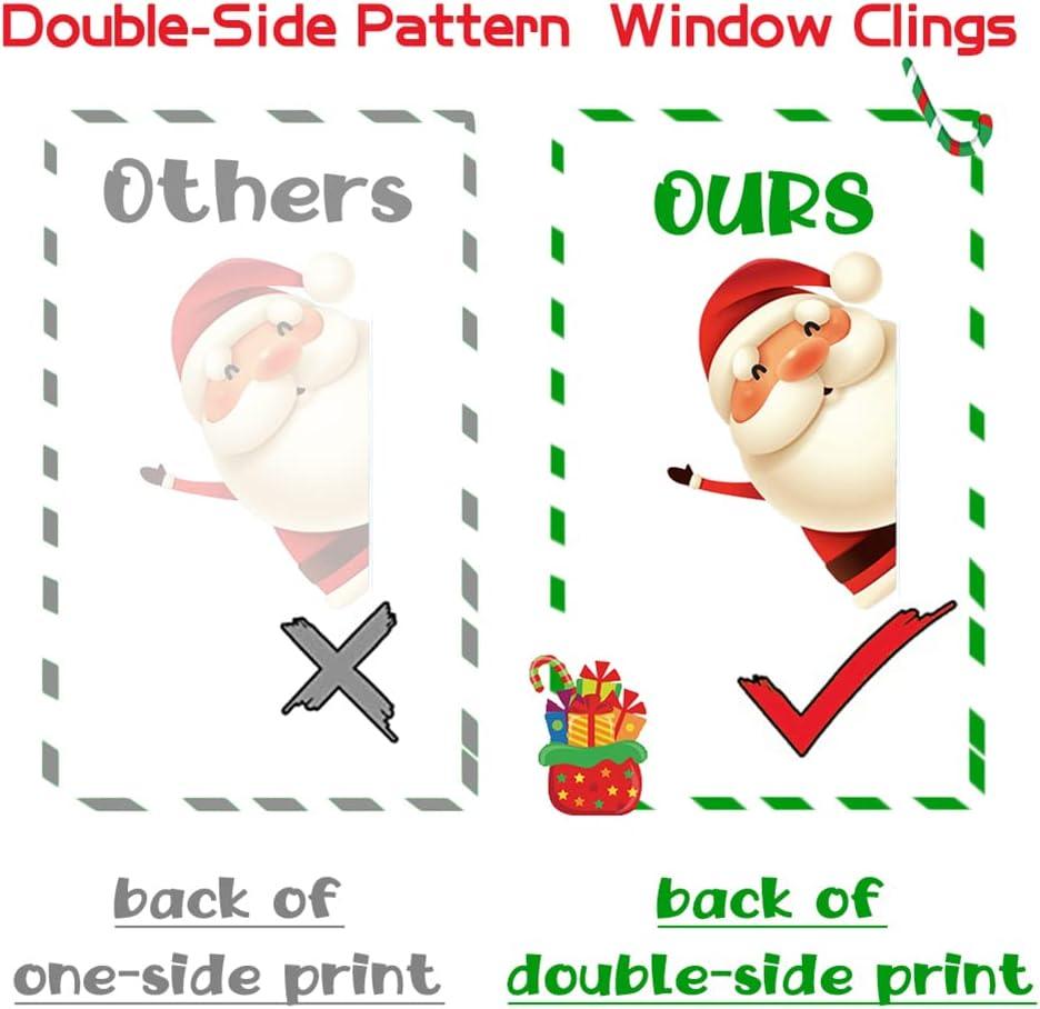 82PCS Christmas Snowflake Window Clings Stickers for Glass, Xmas Decals Decorations Holiday Snowflake Santa Claus Reindeer Decals for Party - Hibrides