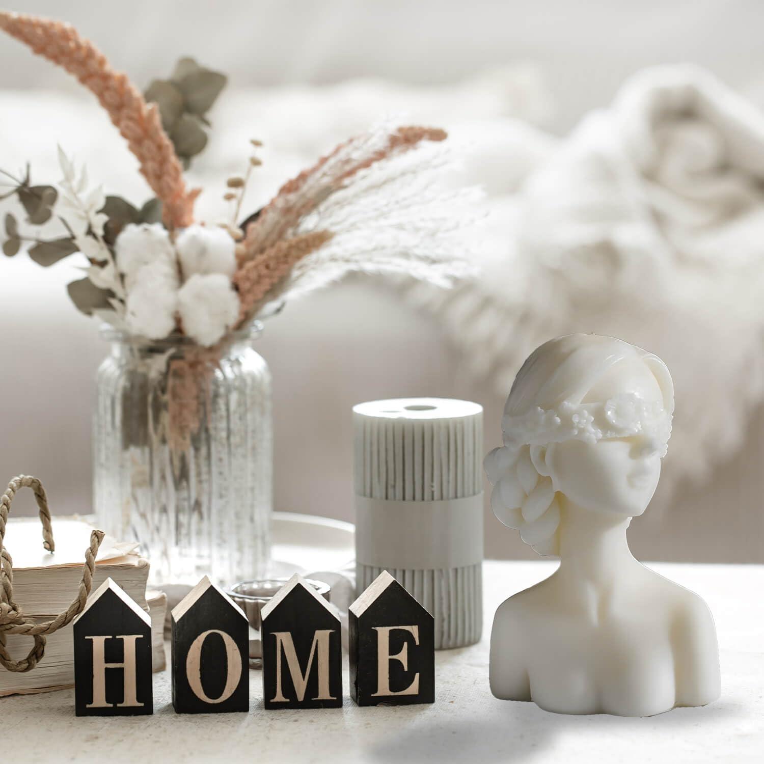 Bust Statue Decorative Scented Candle, Soy Wax Vegan Candle, Handmade Aesthetic Candle for Home Decor Bedroom Bathroom Wedding - Hibrides