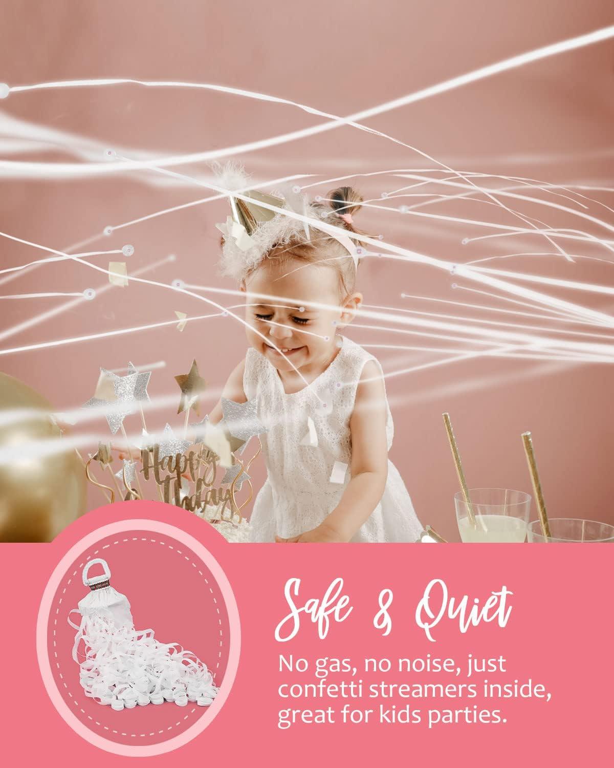 24pack Confetti Poppers,Romantic White Hand Throw Streamers Poppers,No Mess Crackers for Wedding Exit, Wedding Send Off Idea