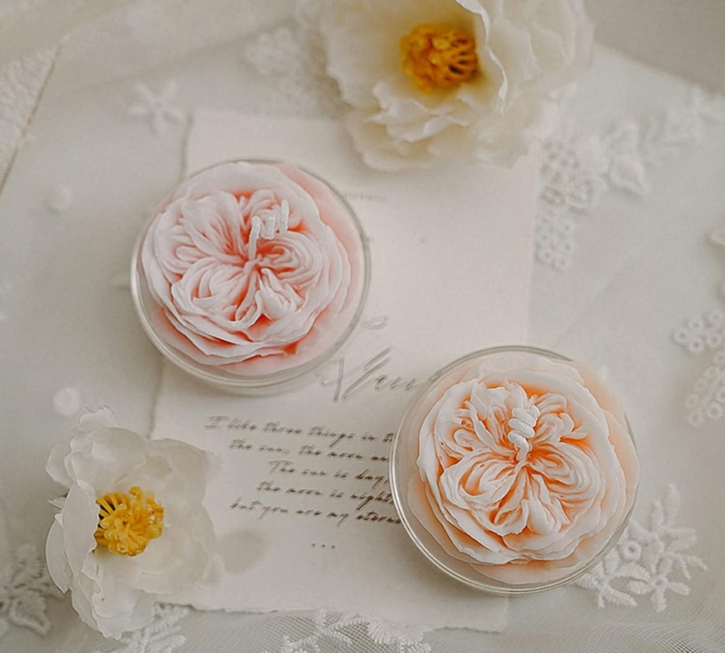 Set of 5 Rose Scented Candle,Handmade Aroma Soy Wax Decorative Candle for Valentine's Day - Hibrides