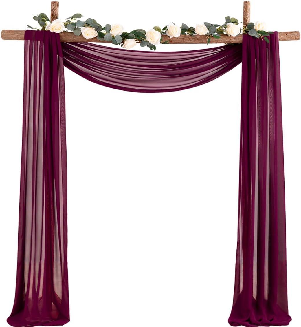 Wedding Arch Draping Fabric, 1 Panel White Drapes Sheer Backdrop Curtain for Wedding Ceremony Party Ceiling Decor - Hibrides