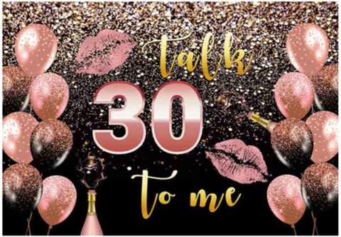 30th Birthday Party Backdrop Talk Thirty to me Rose Gold Women Girls Bday Background - Hibrides