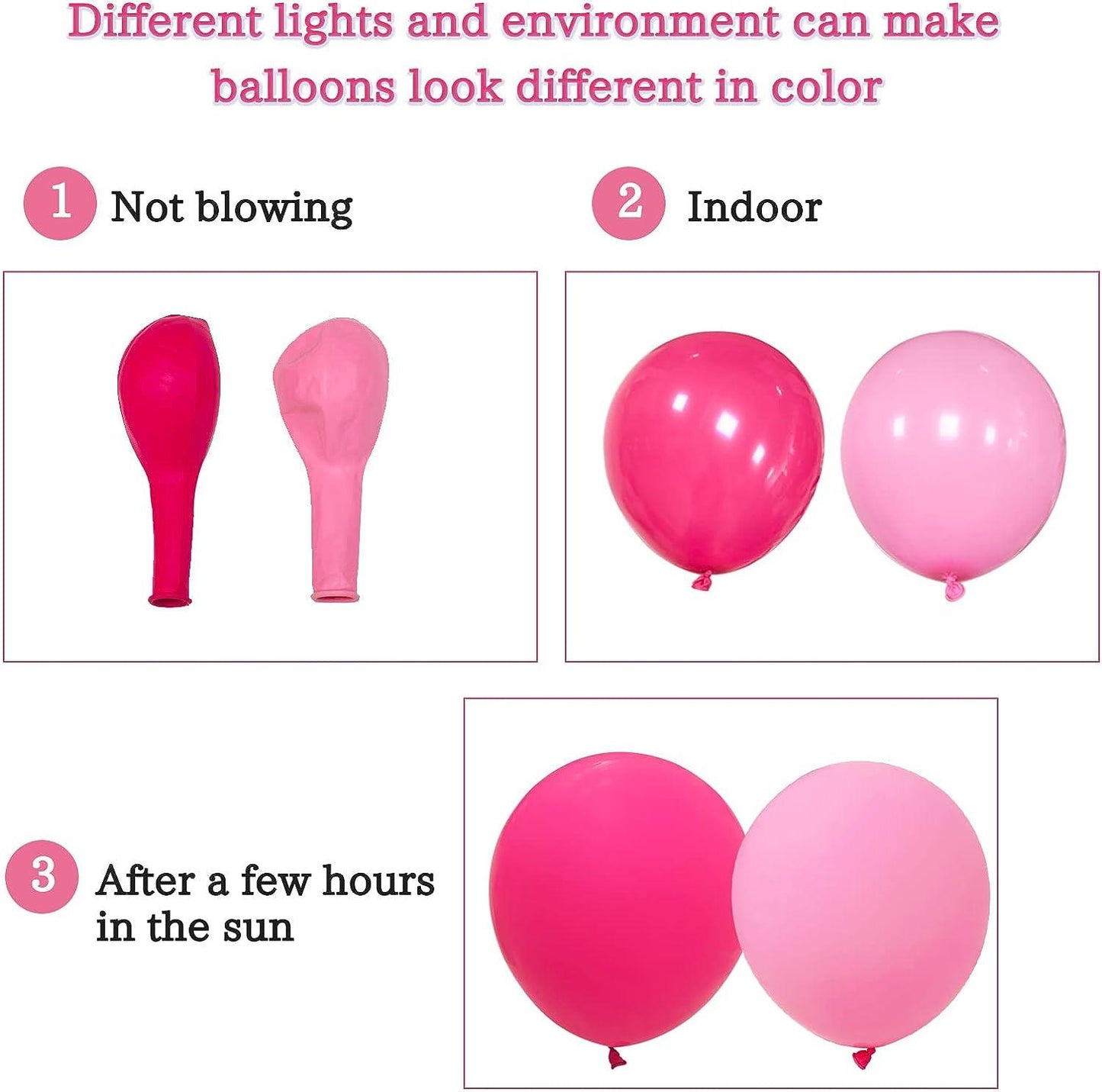142pcs Hot Pink Rose Gold Balloons with Confetti Balloons for Girl's Birthday Bridal Baby Shower - Hibrides