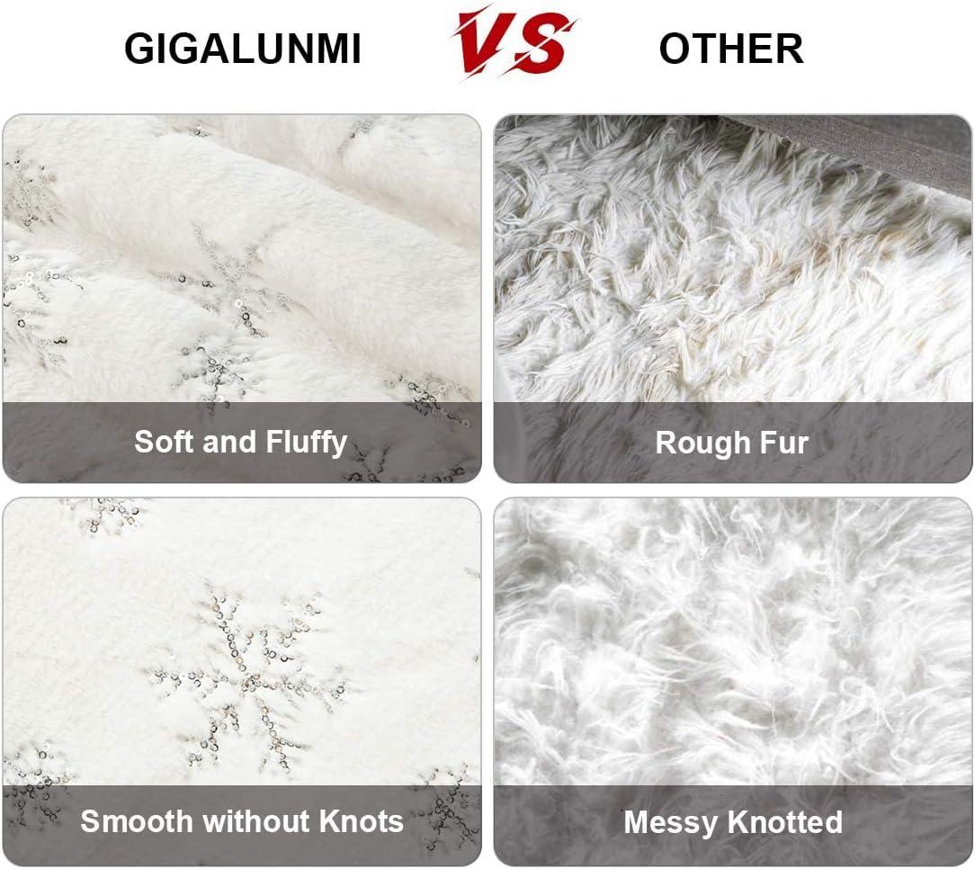 Christmas Tree Skirt - 48 inches Large White Luxury Faux Fur Tree Skirt Christmas Decorations Holiday Thick Plush Tree Xmas Ornaments - Hibrides