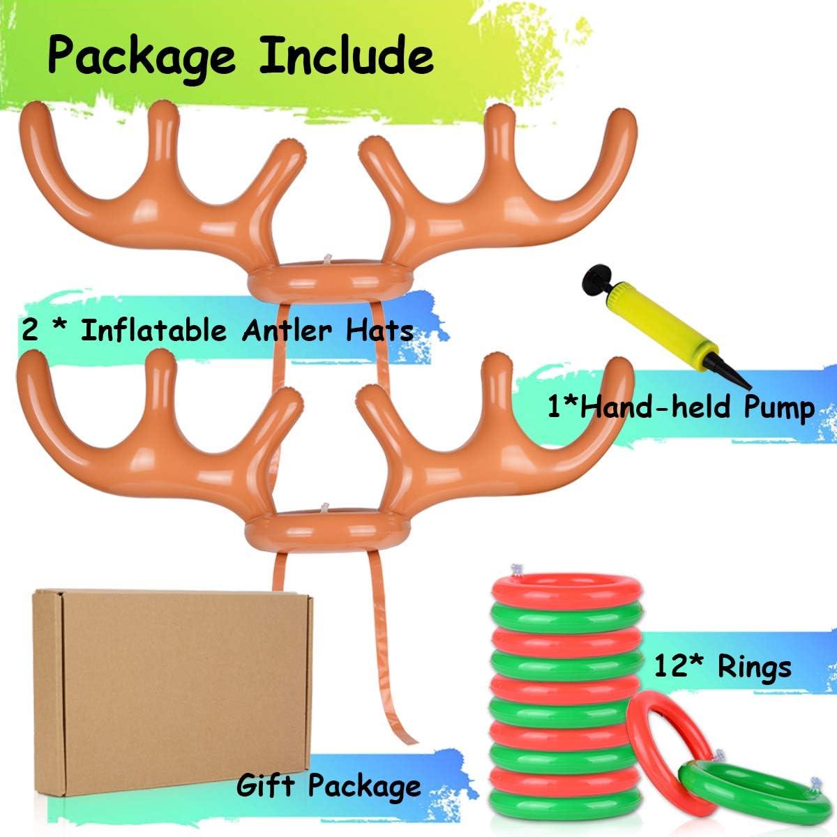 2 Packs Inflatable Reindeer Antler Ring Toss Game for Christmas Party Supplies Xmas Target Game - Hibrides