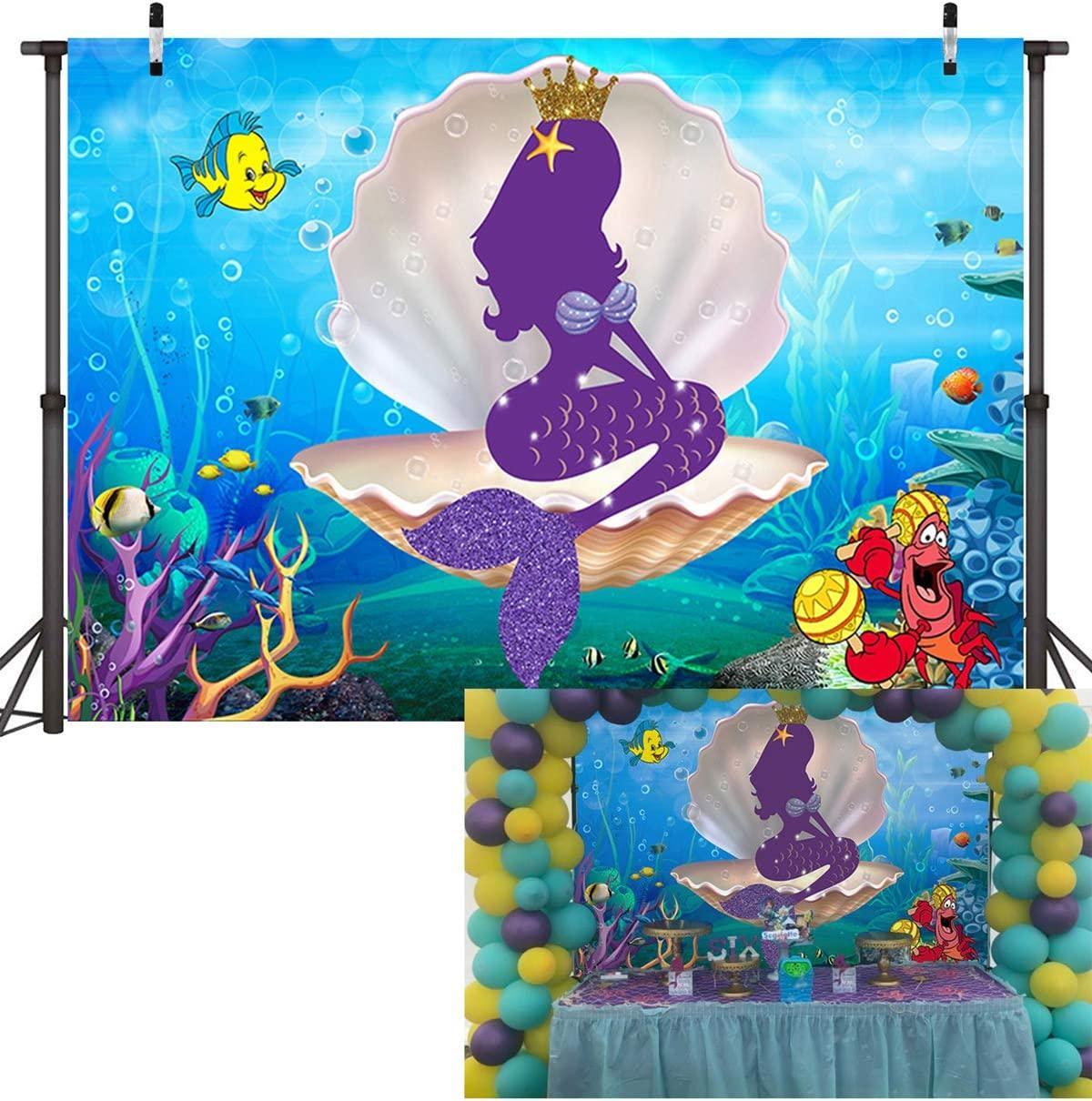 Mermaid Theme Photography Backdrop Little Mermaid Princess Underwater World Photo Background - Hibrides