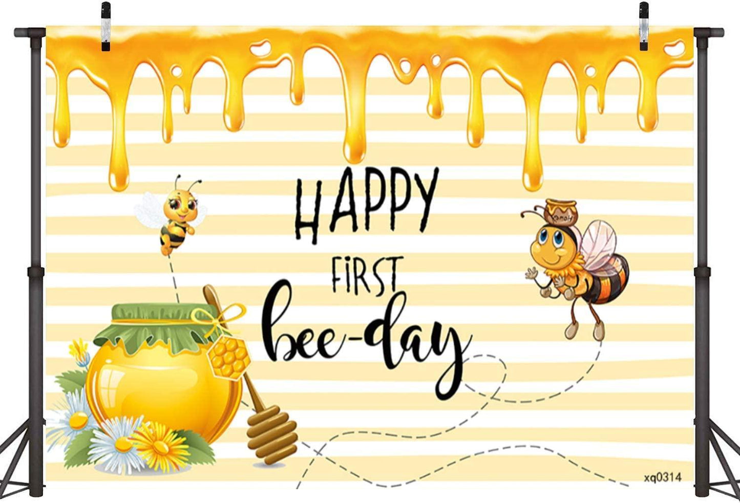 Happy 1st Bee-Day Backdrop Honey Bumble Bee Theme Baby Shower Party Decorations - Hibrides