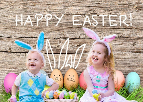 Spring Happy Easter Theme Photography Backdrop Easter Backdrop Easter Eggs Grass Plank Backdrop - Hibrides
