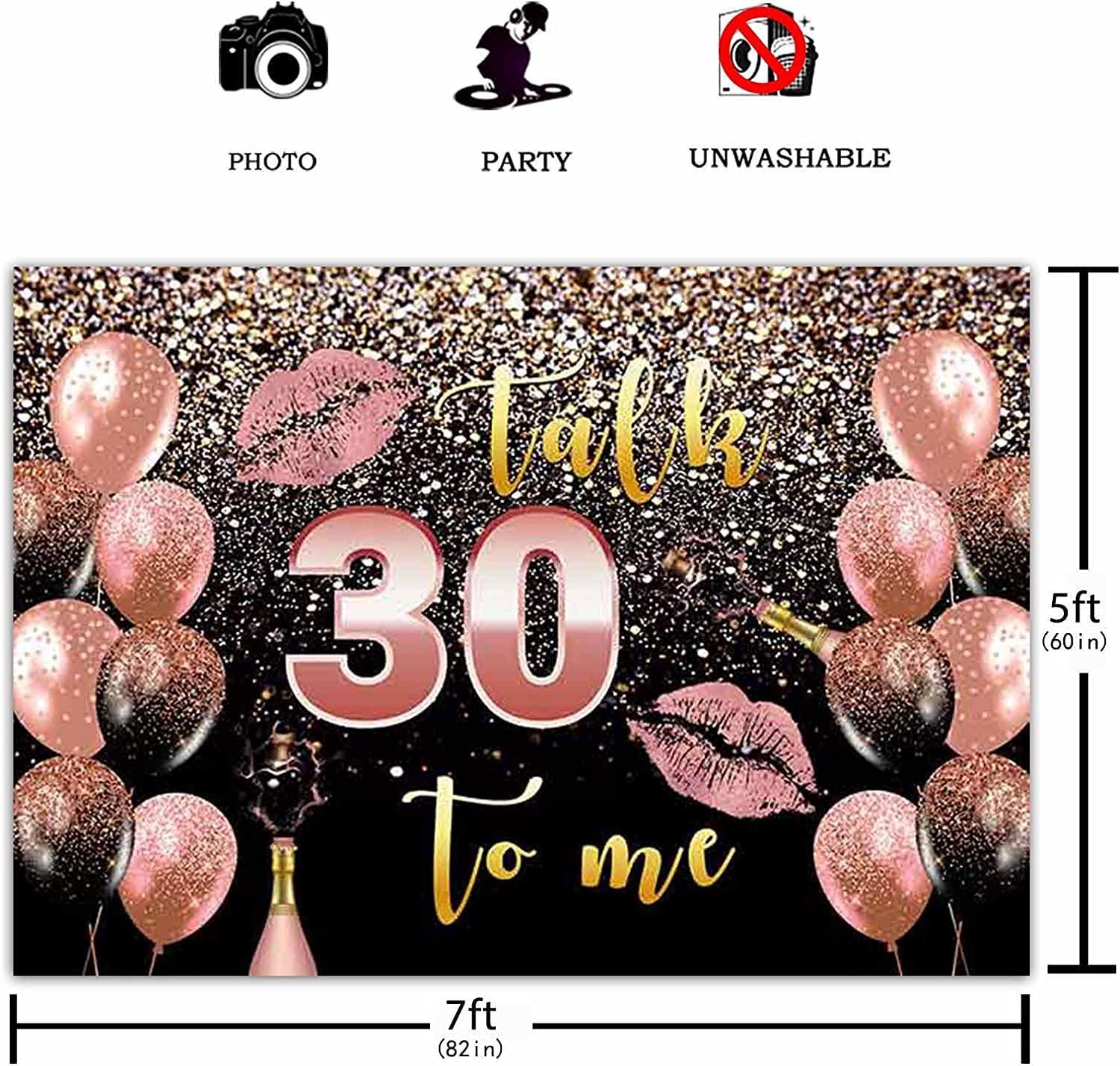30th Birthday Party Backdrop Talk Thirty to me Rose Gold Women Girls Bday Background - Hibrides