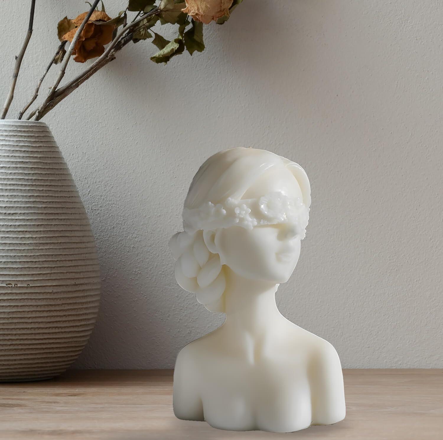 Bust Statue Decorative Scented Candle, Soy Wax Vegan Candle, Handmade Aesthetic Candle for Home Decor Bedroom Bathroom Wedding - Hibrides
