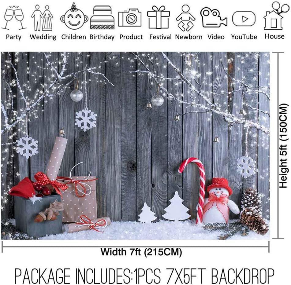 7x5ft Fabric Christmas Photography Backdrop Winter Snowman Santa Gift - Hibrides