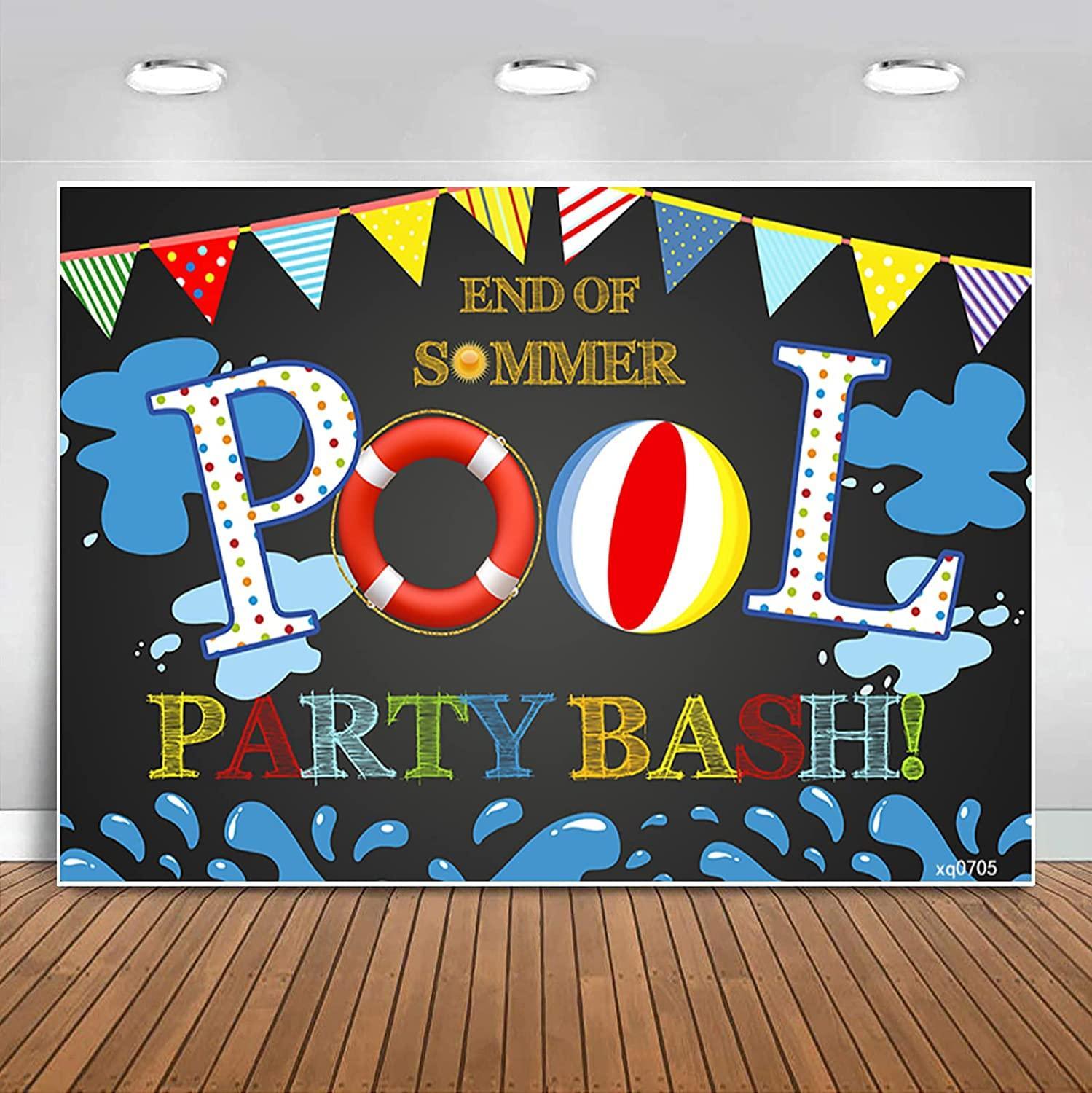 Hello Summer Pool Party Backdrop Tropical Swimming Ring Balls Hawaiian Birthday Photography Background - Hibrides