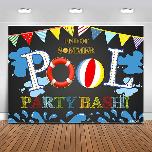 Hello Summer Pool Party Backdrop Tropical Swimming Ring Balls Hawaiian Birthday Photography Background - Hibrides